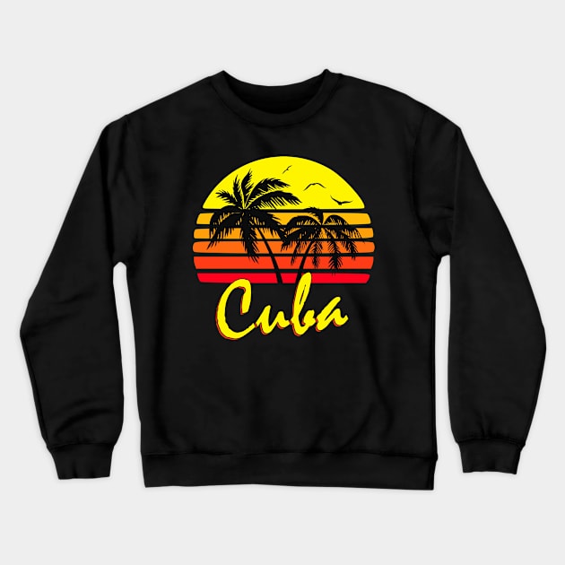 Cuba Retro Sunset Crewneck Sweatshirt by Nerd_art